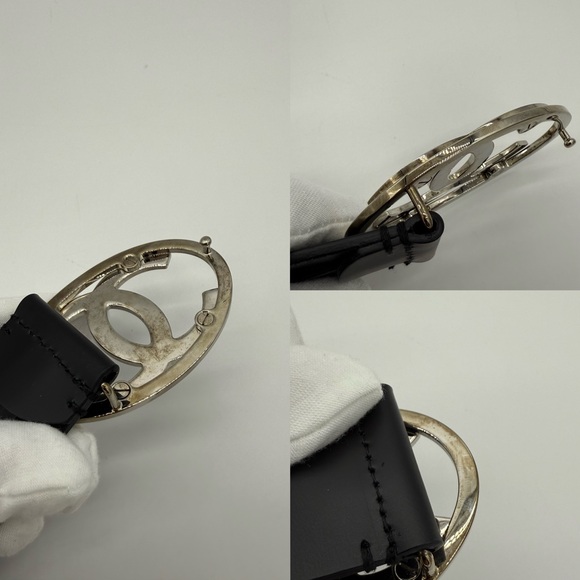 Authentic Chanel CC Logo Oval black calf leather belt - Picture 12 of 16